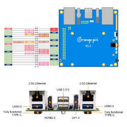 Orange Pi 6 - 8GB RAM 12-Core CPU 45-TOPS AI Computing Power Integrated Cooler Fan  100W Power Supply